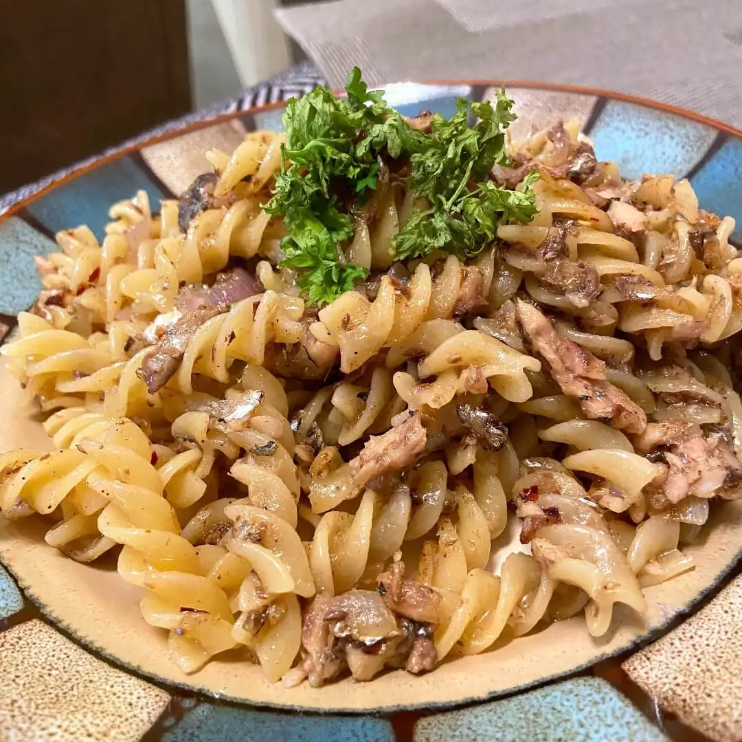 Sardines pasta with a little spicy kick
