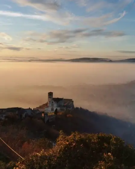 Basilica of St Francis of Assisi above the clouds