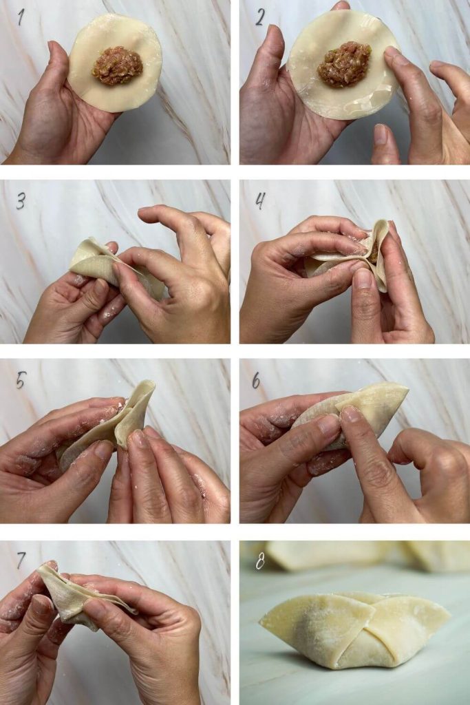 how to fold dumplings 2 pleats