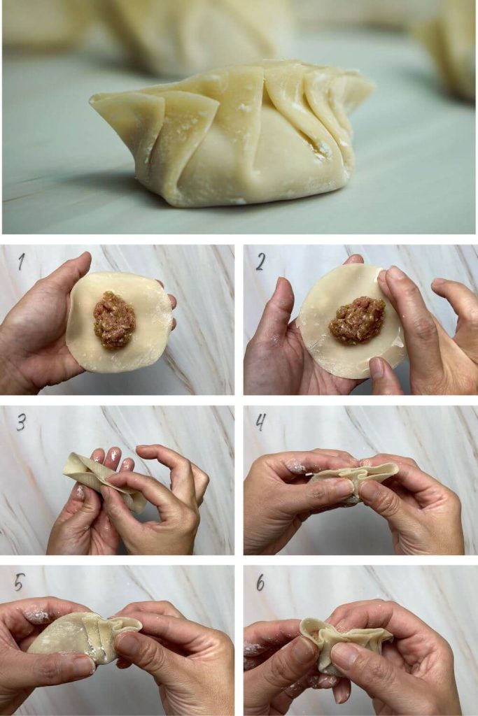 how to fold dumplings 6 pleats