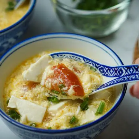 tomato tofu egg drop soup